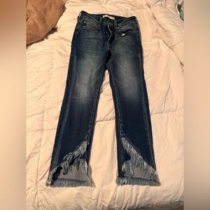 24 skinny frayed at bottom jeans